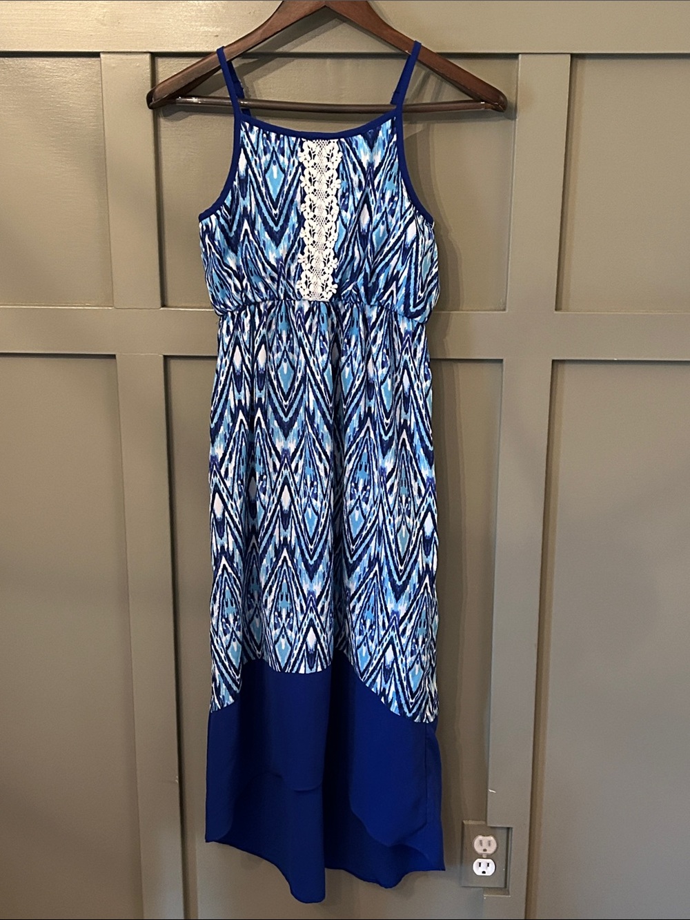 Emily West Blue Printed Dress Girls Size 14